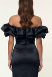 Black Bodycon Maxi Formal Dress with Ruffles