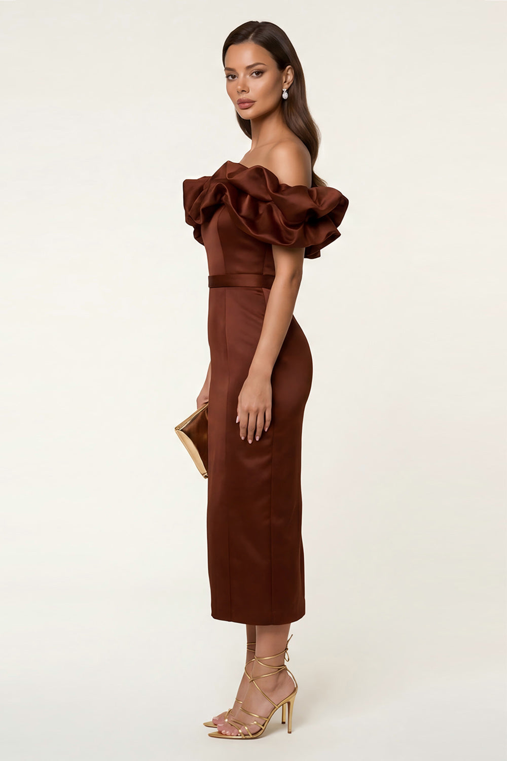 Black Bodycon Maxi Formal Dress with Ruffles