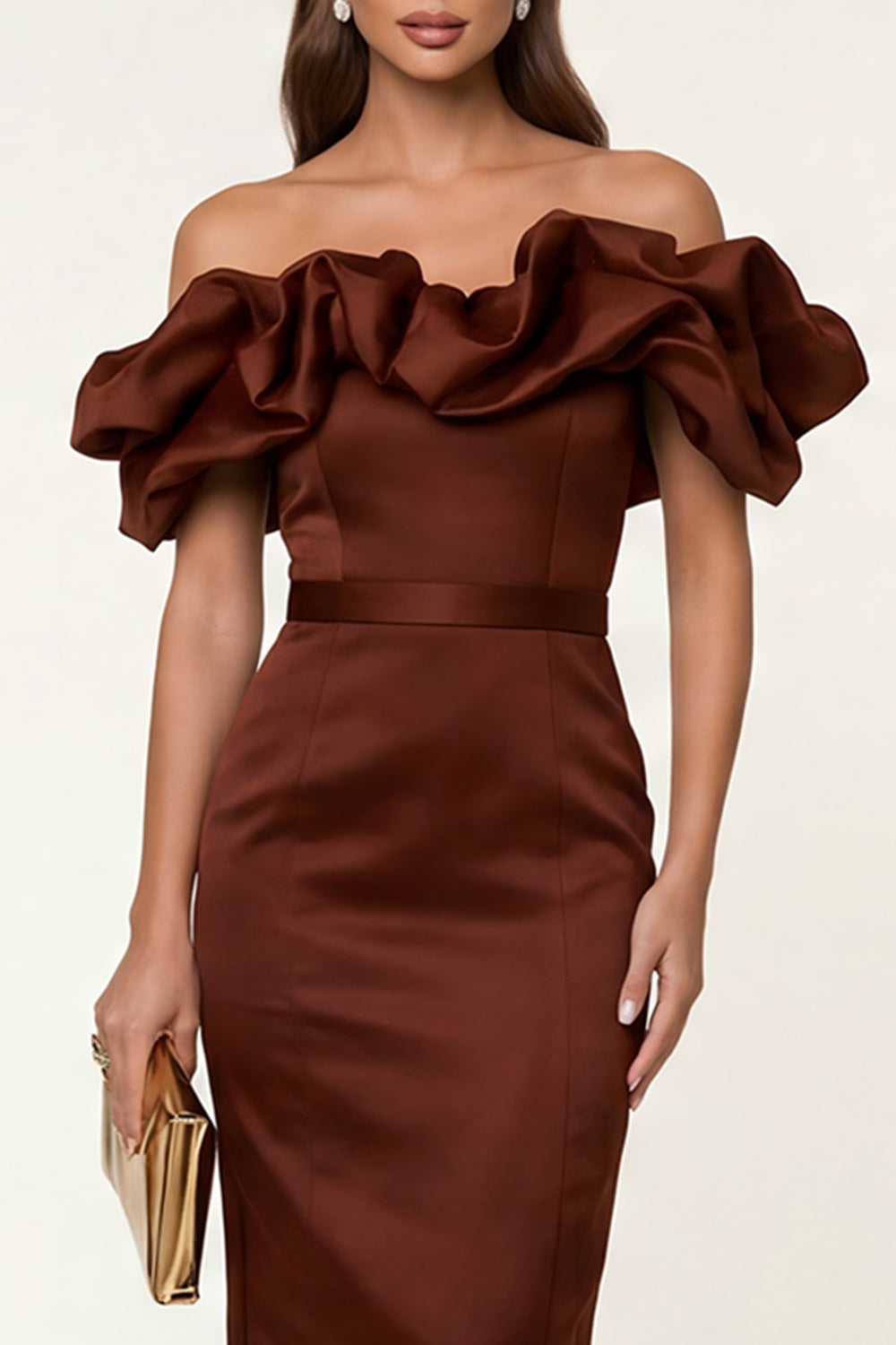 Black Bodycon Maxi Formal Dress with Ruffles