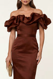 Black Bodycon Maxi Formal Dress with Ruffles