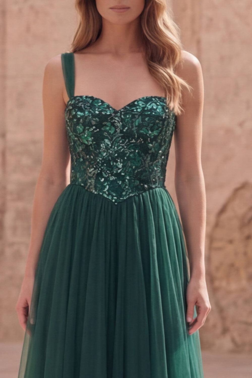Sparkly Dark Green A Line Long Prom Dress with Sequin