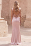 Pink Square Neck Mermaid Long Prom Dress