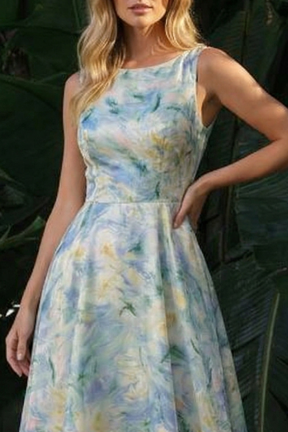 Light Green A Line Boat Neck Floral Long Wedding Guest Dress