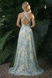 Light Green A Line Floral High-Low Wedding Guest Dress