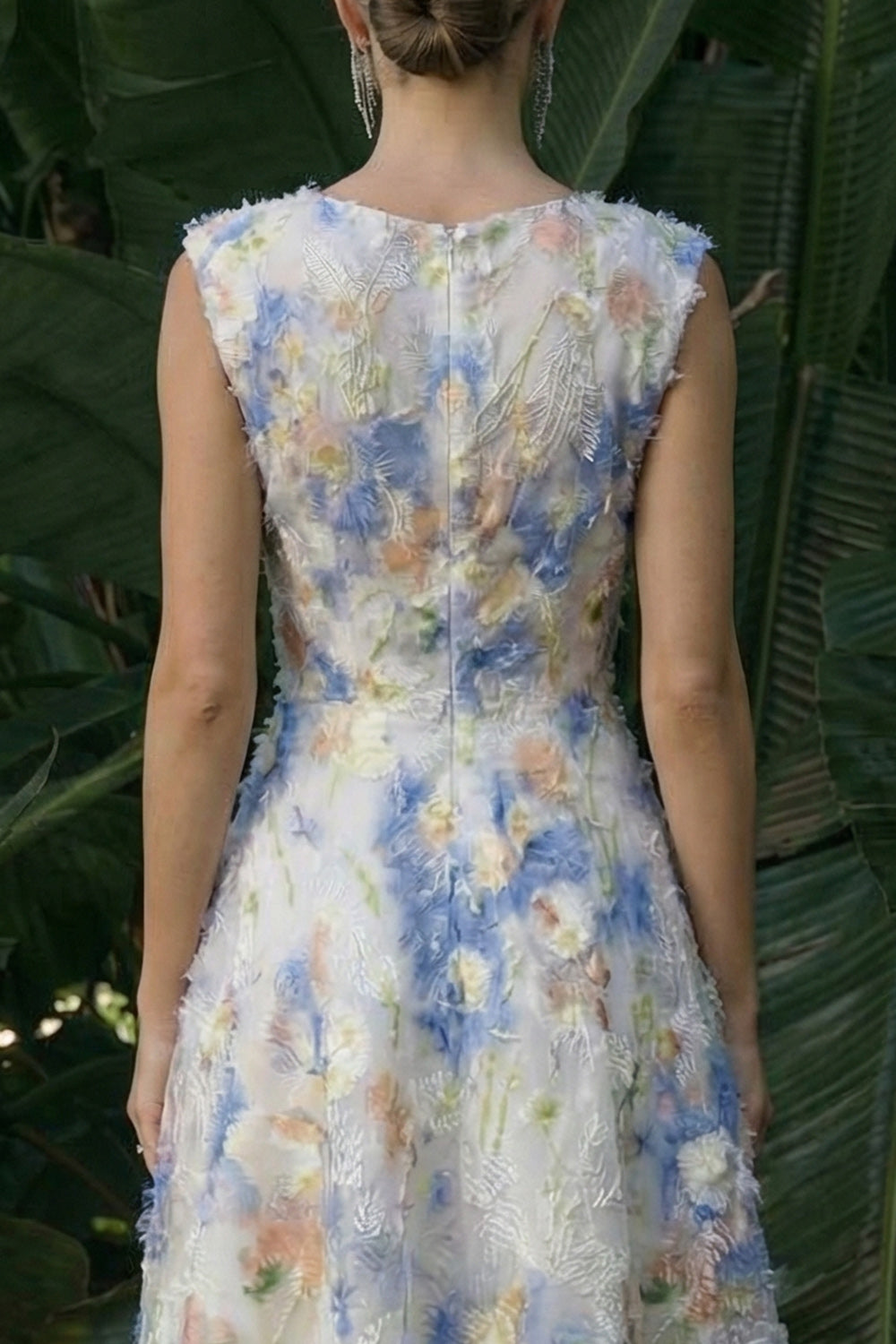 Light Blue Maxi Floral A Line Wedding Guest Dress
