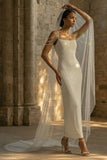 Beaded Sheath Maxi Sparkly White Sequin Wedding Dress