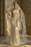 Maxi White Mermaid One Shoulder Beach Wedding Dress with Bow