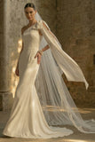 Maxi White Mermaid One Shoulder Beach Wedding Dress with Bow