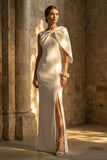 White Mermaid Maxi Beach Wedding Dress with Slit