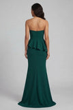 Long Beaded Dark Green Mermaid Mother of the Bride Dress with Ruffles