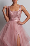 Sparkly Pink A Line Long Sequin Mother of the Bride Dress with Ruffles