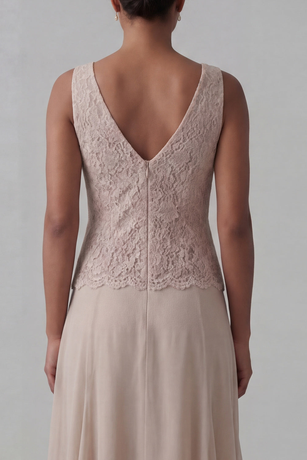 Champagne A Line Long V-Neck Mother of the Bride Dress with Jacket