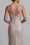 Champagne Mermaid Long Scoop Mother of the Bride Dress with Jacket