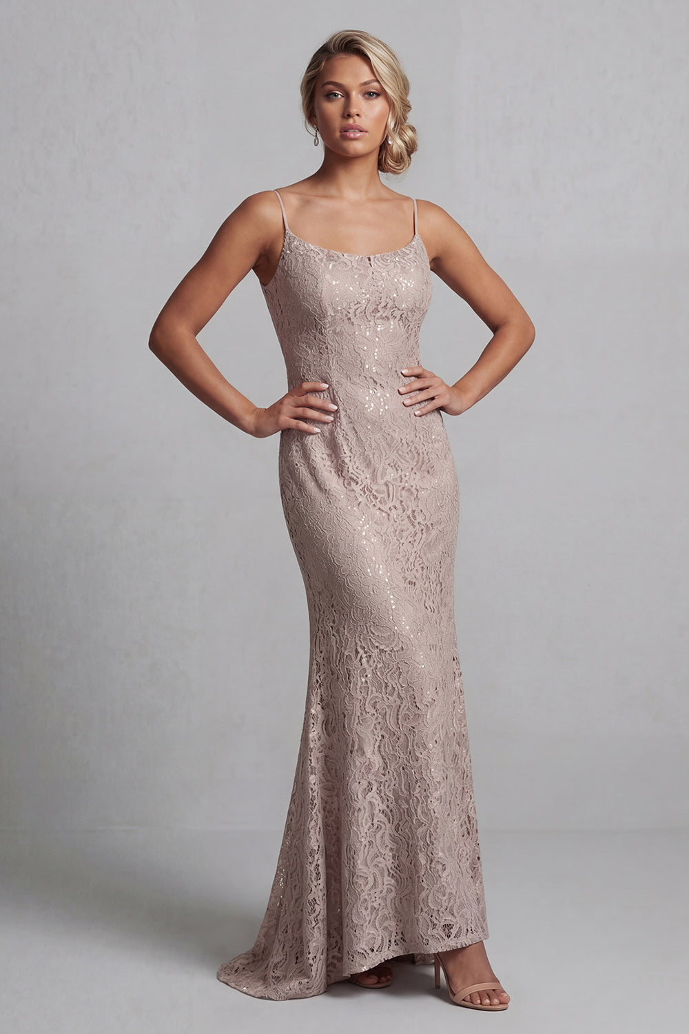 Champagne Mermaid Long Scoop Mother of the Bride Dress with Jacket