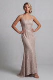Champagne Mermaid Long Scoop Mother of the Bride Dress with Jacket