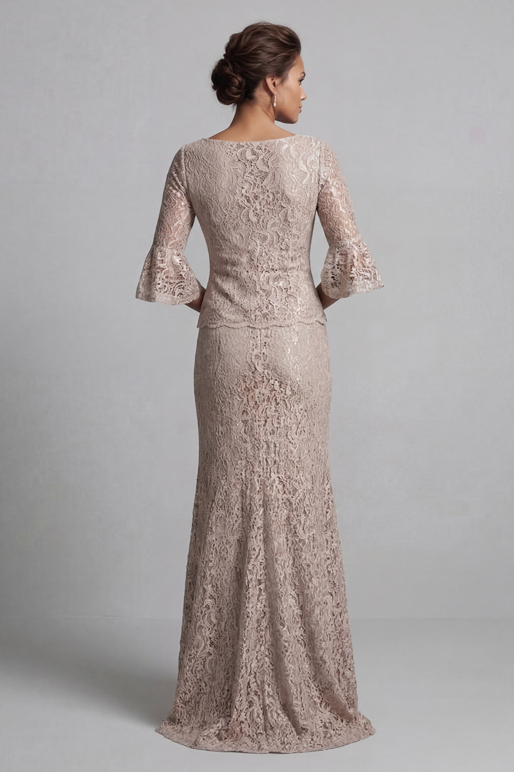 Champagne Mermaid Long Scoop Mother of the Bride Dress with Jacket