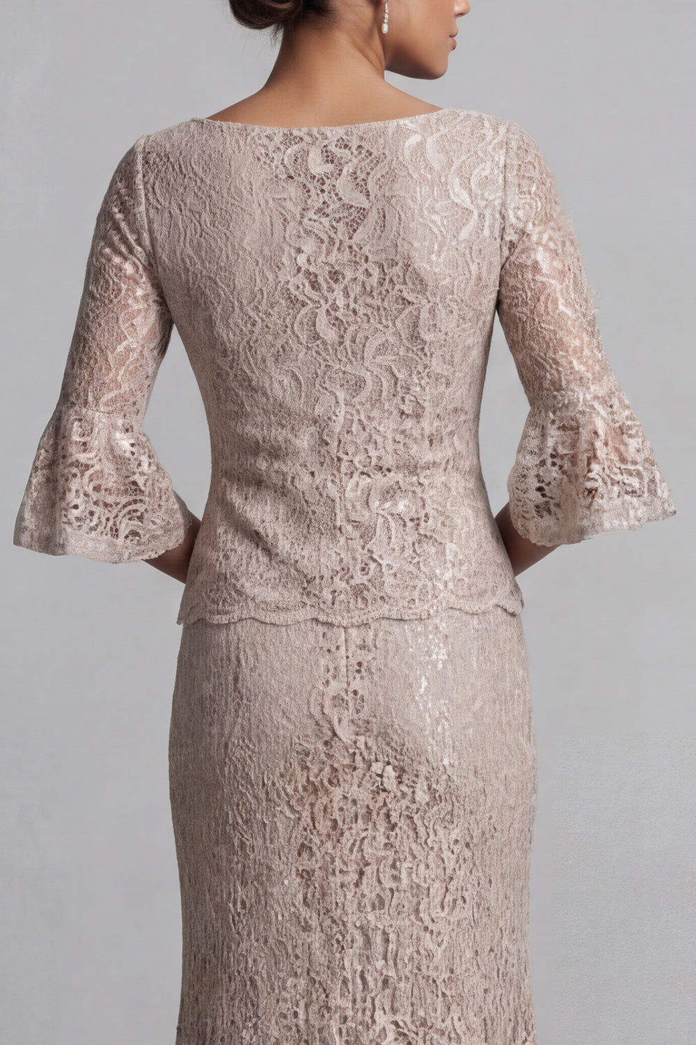 Champagne Mermaid Long Scoop Mother of the Bride Dress with Jacket
