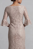 Champagne Mermaid Long Scoop Mother of the Bride Dress with Jacket