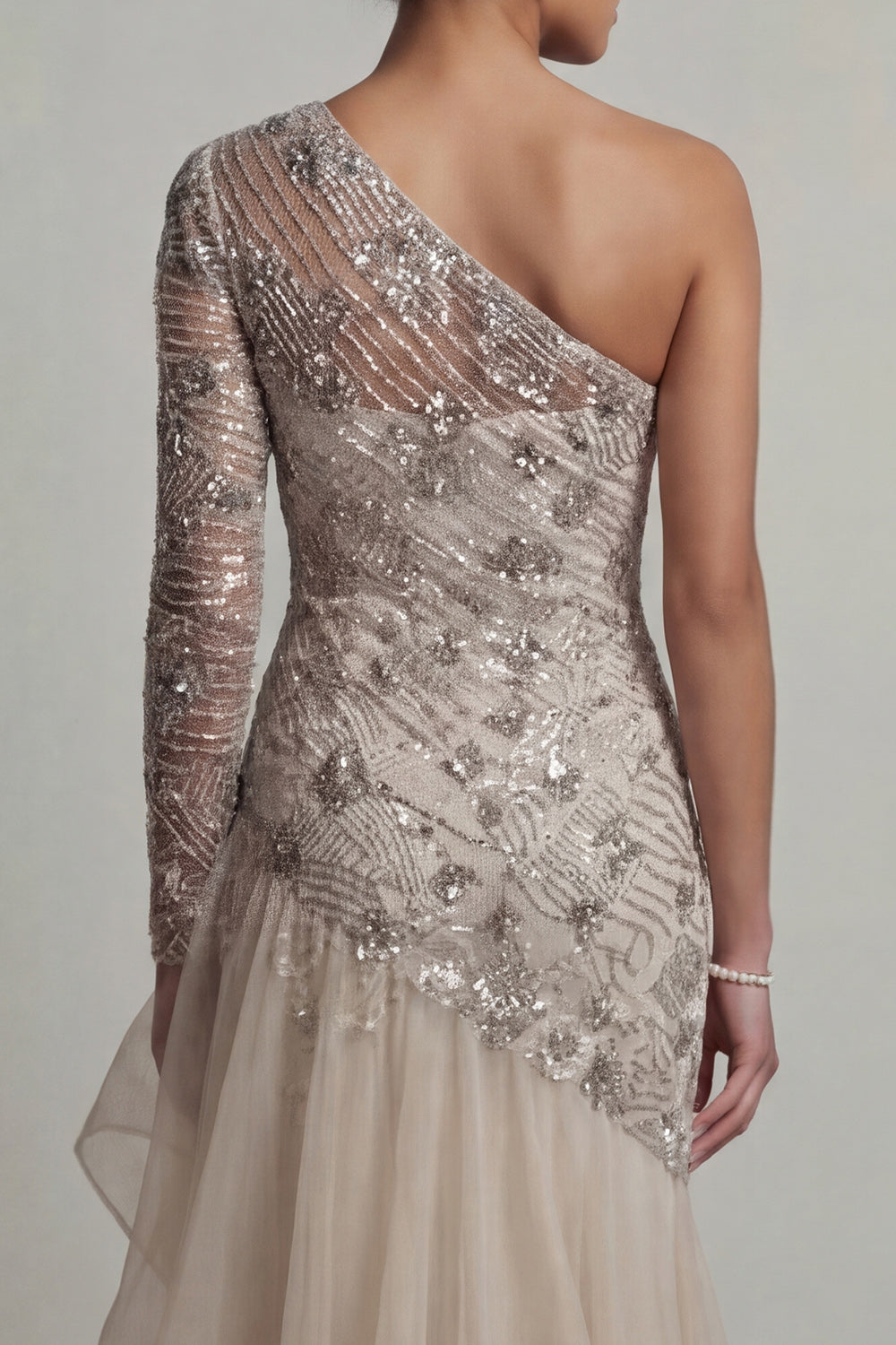 Sparkly Apricot Long Sequin Mermaid Floral Mother of the Bride Dress with Ruffles