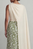 Green Mermaid Long Floral Mother of the Bride Dress with Side Cape