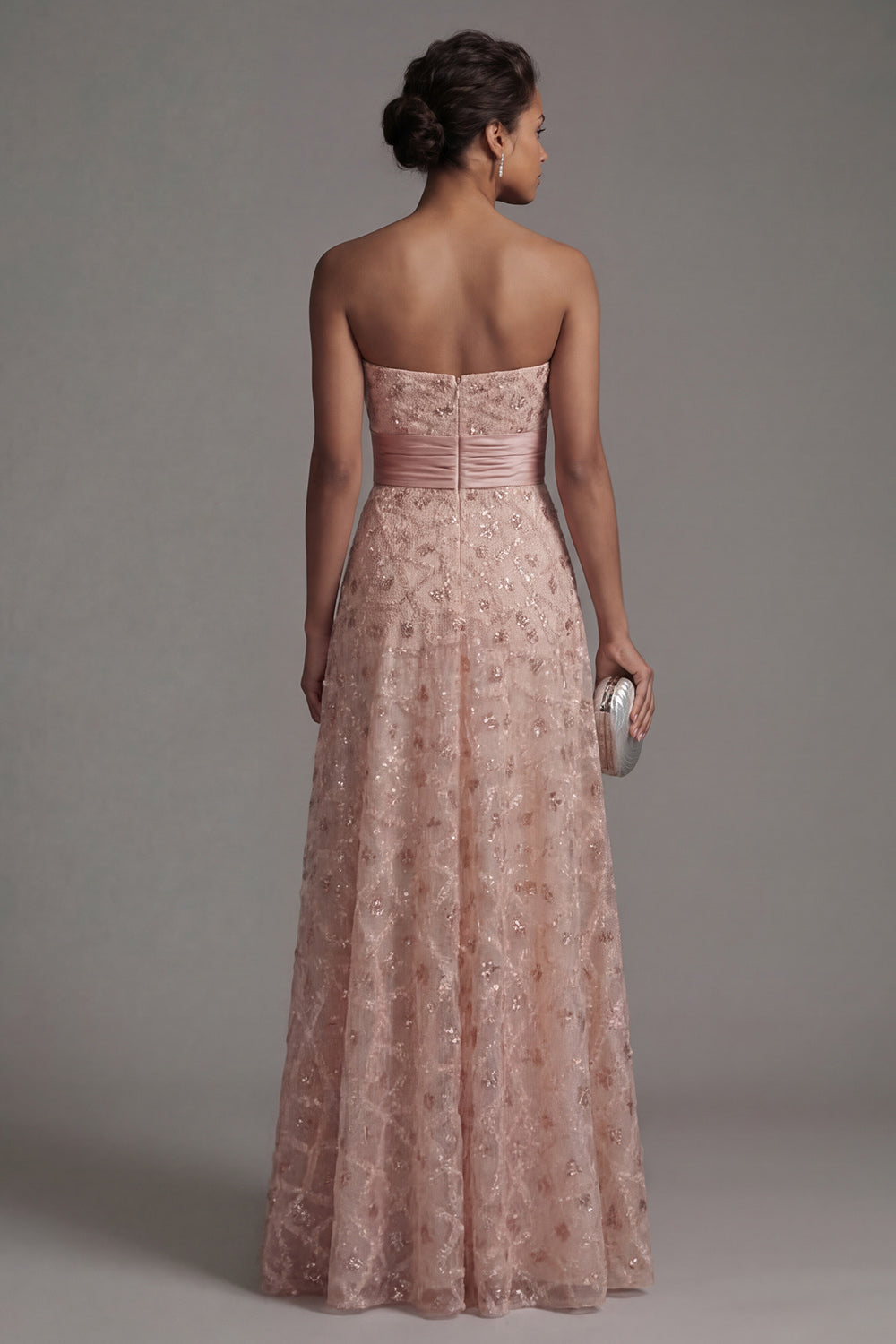 Strapless Long Sparkly Blush A Line Beaded Mother of the Bride Dress with Cape
