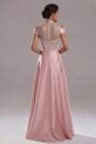 Sparkly Pink Long A Line Beaded Mother of the Bride Dress