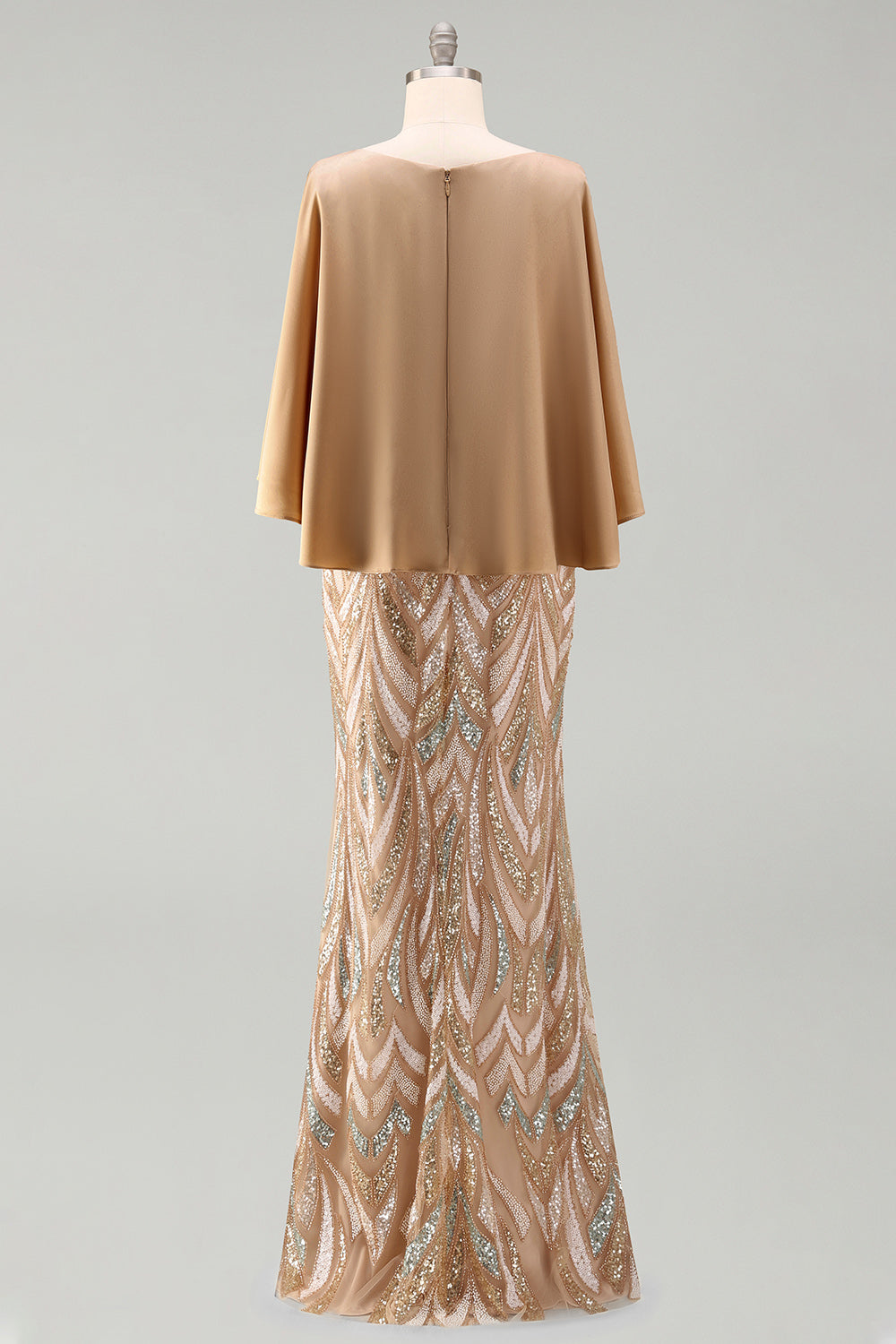 Mermaid Sparkly Champagne Sequin Long Mother of the Bride Dress