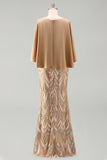 Mermaid Sparkly Champagne Sequin Long Mother of the Bride Dress