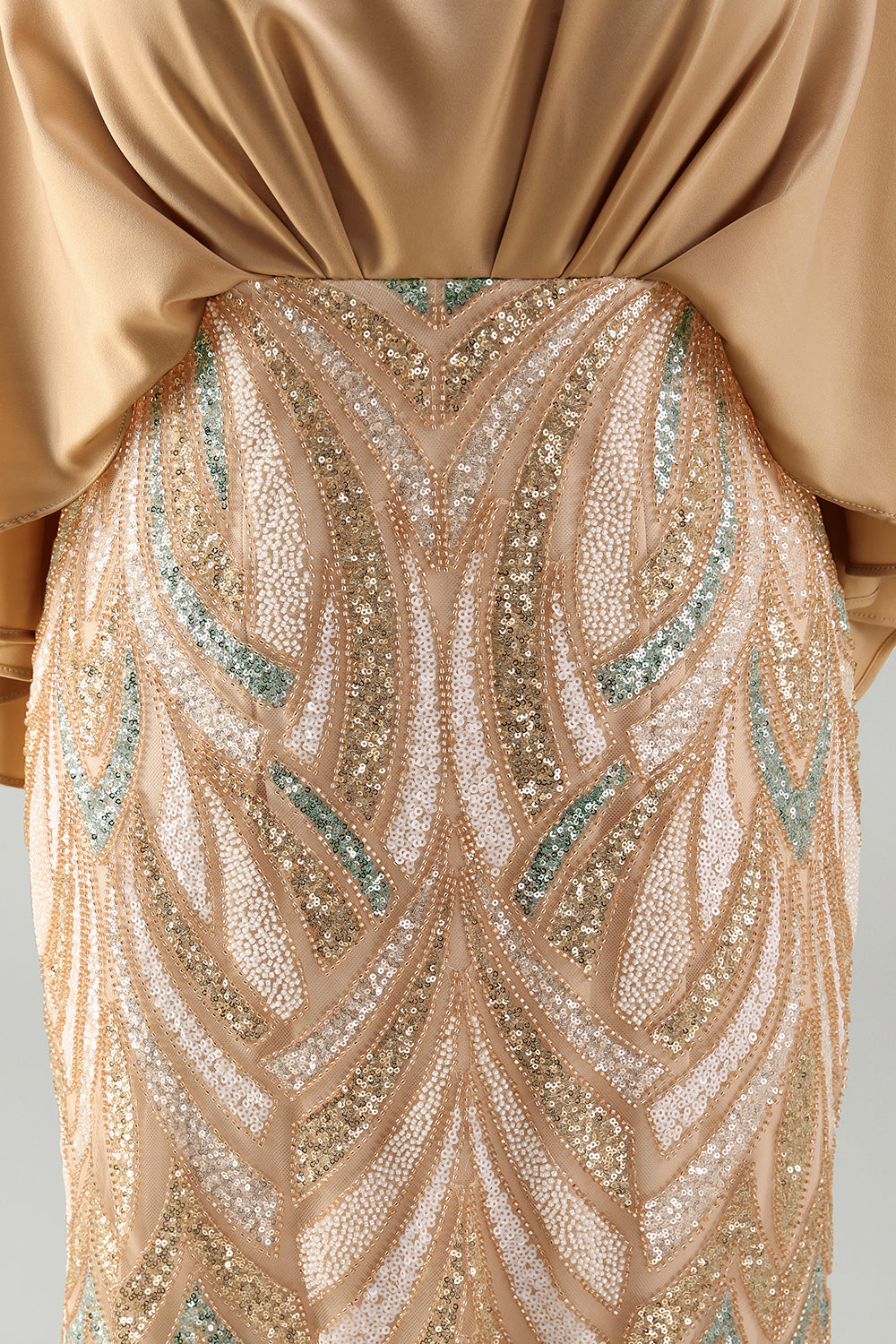 Mermaid Sparkly Champagne Sequin Long Mother of the Bride Dress