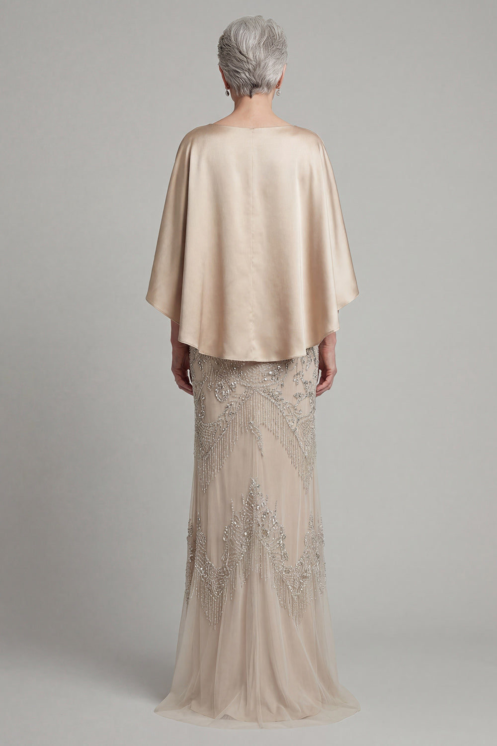 Mermaid Sparkly Champagne Beaded Long Mother of the Bride Dress with Pockets