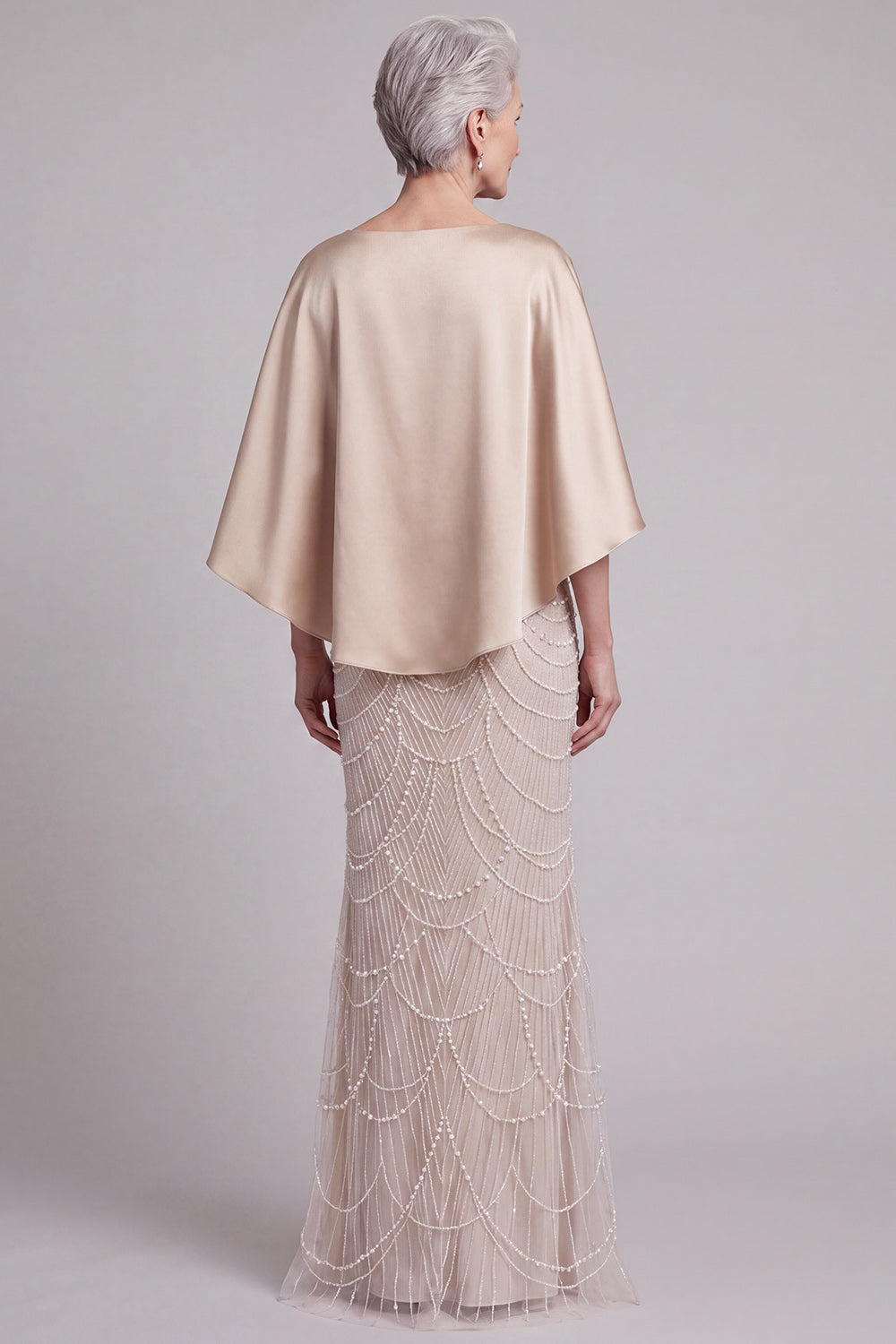 Mermaid Sparkly Champagne Beaded Long Mother of the Bride Dress with Pockets
