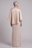 Mermaid Sparkly Champagne Beaded Long Mother of the Bride Dress with Pockets