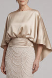 Mermaid Sparkly Champagne Beaded Long Mother of the Bride Dress with Pockets