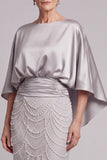 Mermaid Sparkly Champagne Beaded Long Mother of the Bride Dress with Pockets