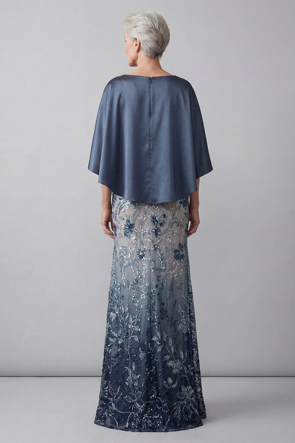 Mermaid Long Floral Sparkly Navy Sequin Mother of the Bride Dress
