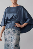 Mermaid Long Floral Sparkly Navy Sequin Mother of the Bride Dress