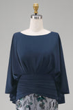 Mermaid Long Floral Sparkly Navy Sequin Mother of the Bride Dress