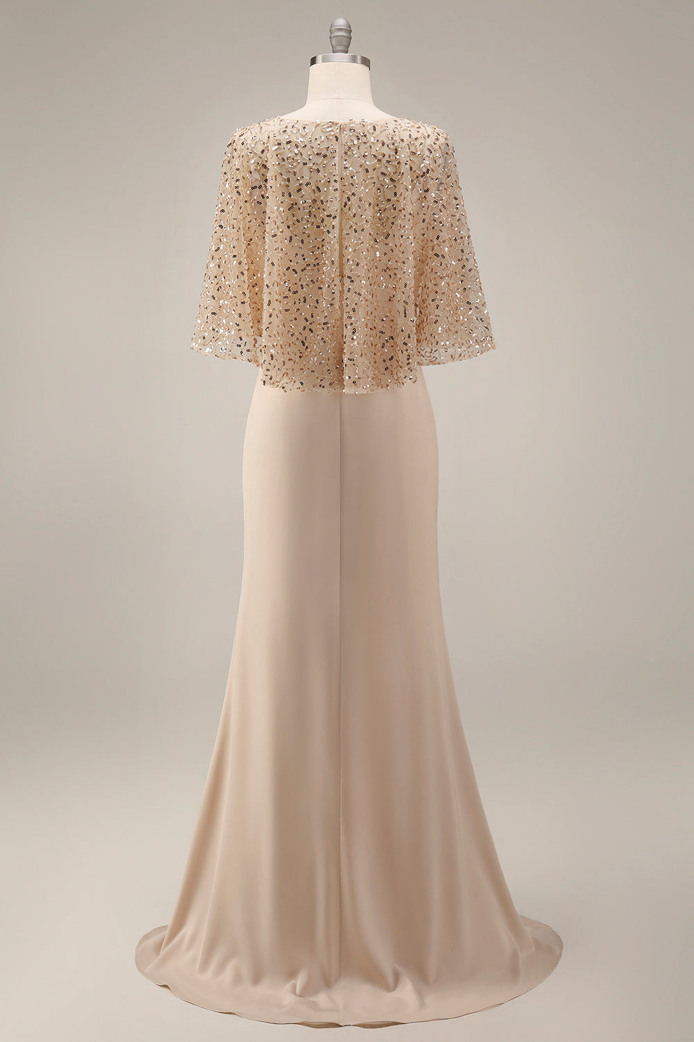 Sparkly Champagne Sequin Long Mermaid Mother of the Bride Dress with Pockets
