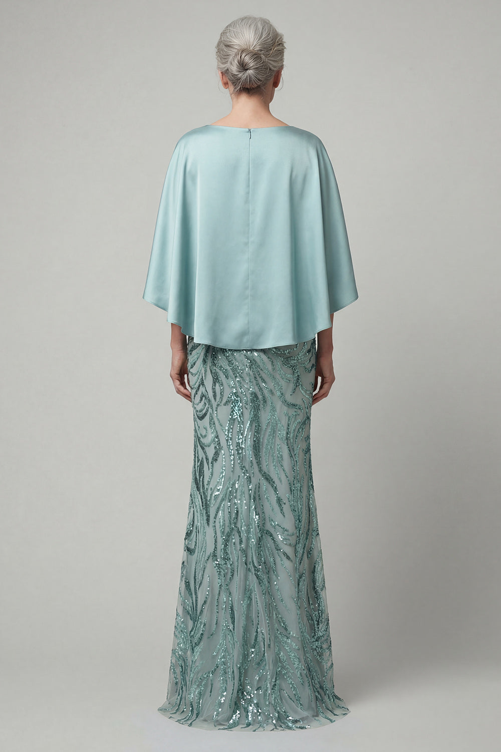 Mermaid Sparkly Blue Sequin Long Mother of the Bride Dress