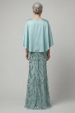 Mermaid Sparkly Blue Sequin Long Mother of the Bride Dress