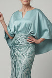 Mermaid Sparkly Blue Sequin Long Mother of the Bride Dress
