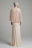 Mermaid Sparkly Ivory Beaded Long Mother of the Bride Dress