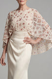 Mermaid Sparkly Ivory Beaded Long Mother of the Bride Dress