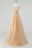 Strapless A Line Corset Floral Blush Neck Scarf Long Prom Dress