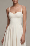 Corset Maxi Spaghetti Straps White A Line Beach Wedding Dress
