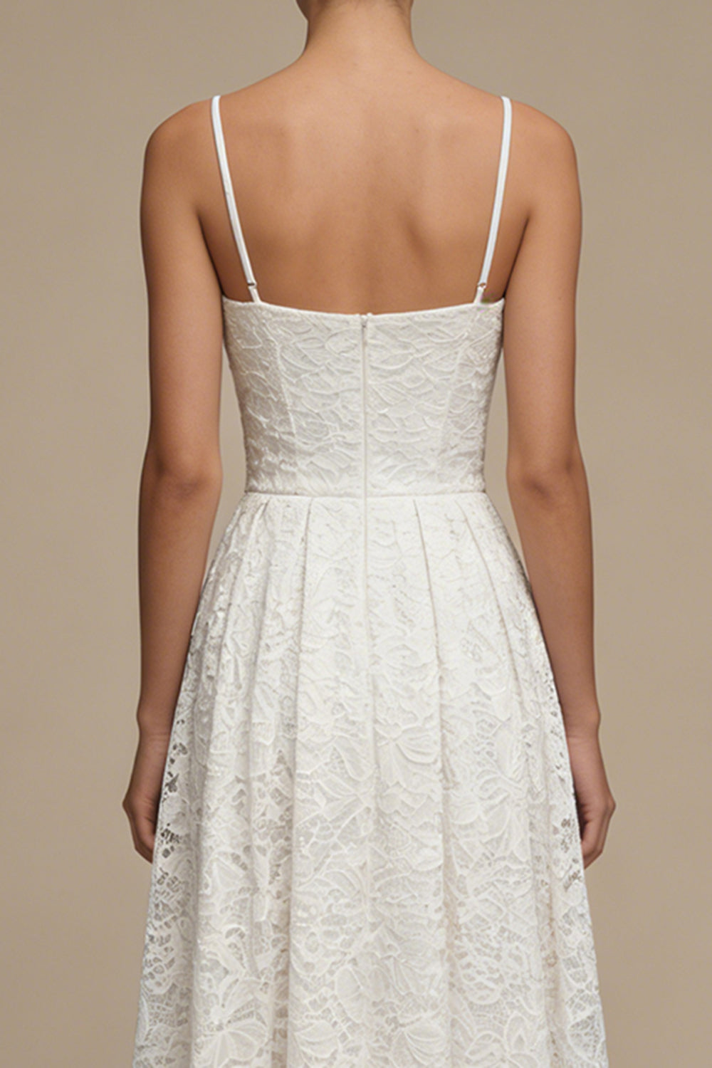 Spaghetti Straps White Corset Maxi A Line Boho Lace Wedding Dress