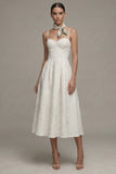 Floral Maxi Spaghetti Straps Ivory A Line Corset Boho Wedding Dress