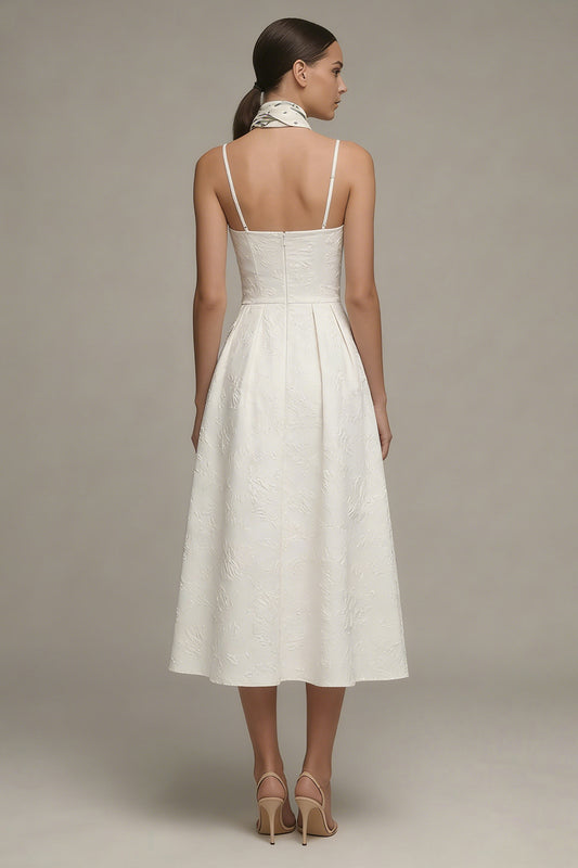 Floral Maxi Spaghetti Straps Ivory A Line Corset Boho Wedding Dress