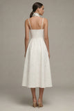 Floral Maxi Spaghetti Straps Ivory A Line Corset Boho Wedding Dress