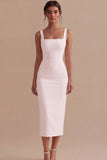 Square Neck Maxi White Bodycon Engagement Dress